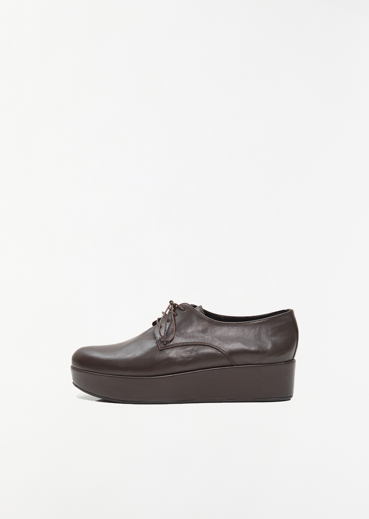 Lace- Up Platform Derby — Dark Brown