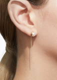 Half Pearl Chain Earring 45°