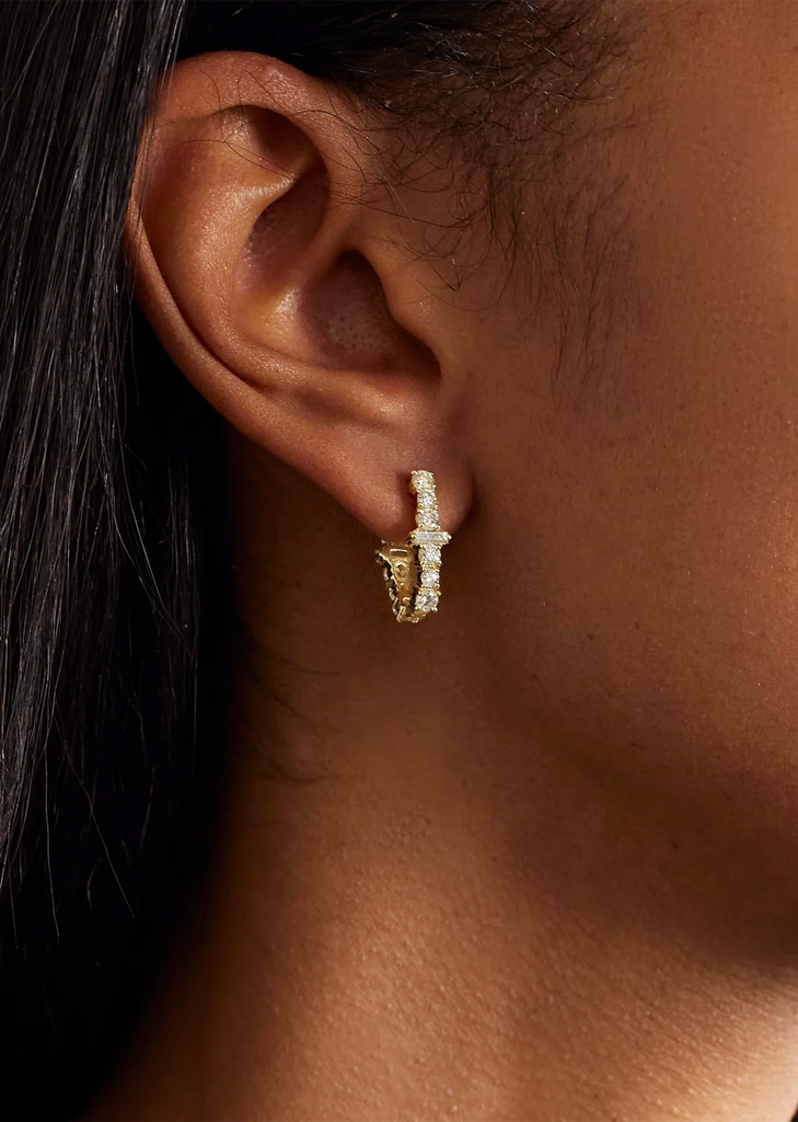 Champagne Diamond Rivulet Spread Round Hoops