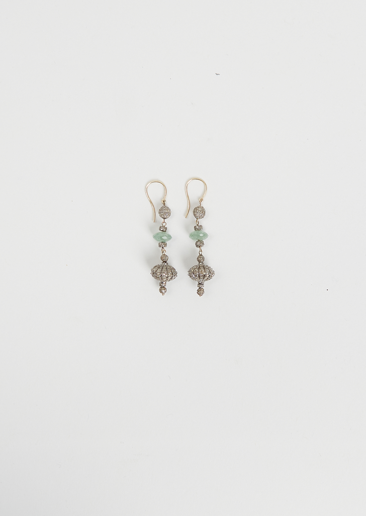 Globetrotter Green Strawberry Quartz Diamond Earring