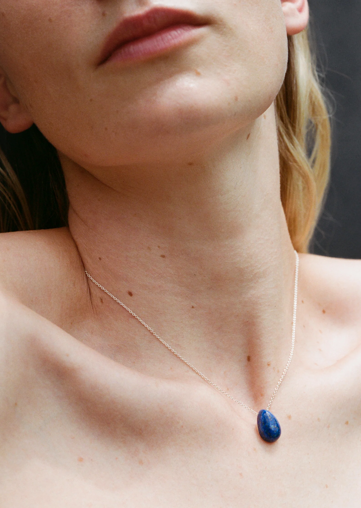 Tiny Lapis Egg Pendant