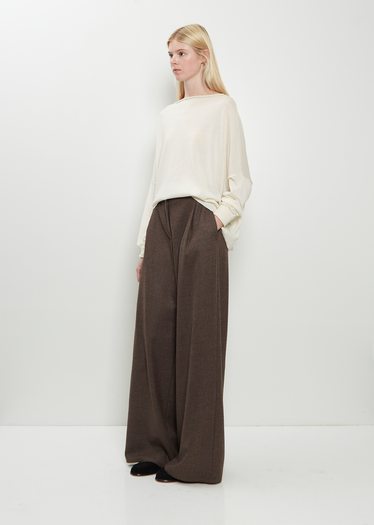 Wool Flannel Full Pants  — Dark Taupe