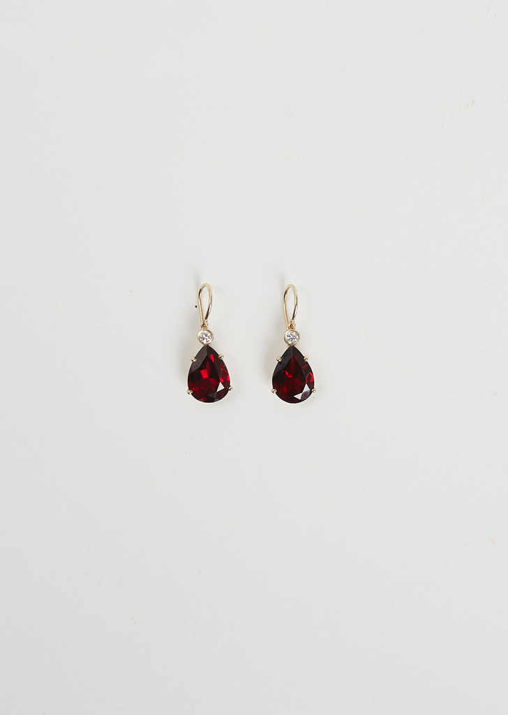 Garnet Tear Drop Earring