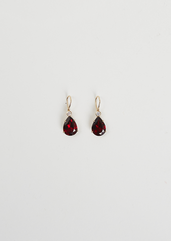 Garnet Tear Drop Earring