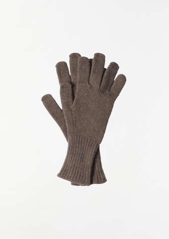 Cashmere Long Cuff Glove — Dark Natural