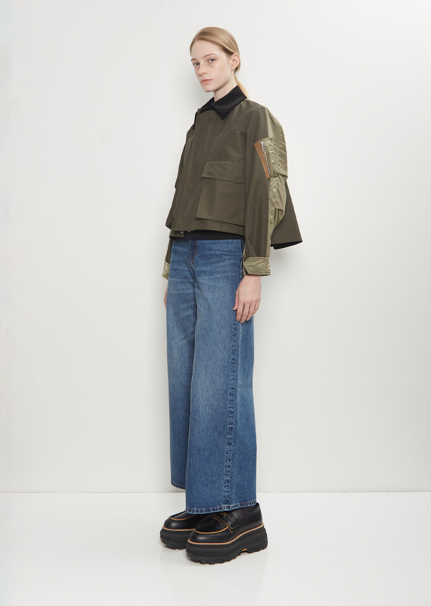 Grosgrain x Nylon Twill Blouson — Khaki / Beige – La Garçonne Grosgrain x Nylon Twill Blouson — Khaki / Beige – La Garçonne