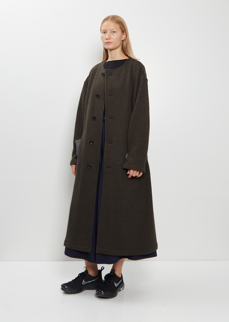 Wool Felt Collarless Coat