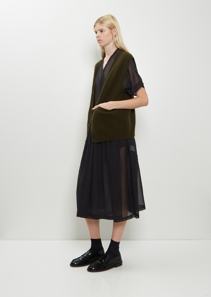 Cashmere Rib Stitch Cardigan Vest