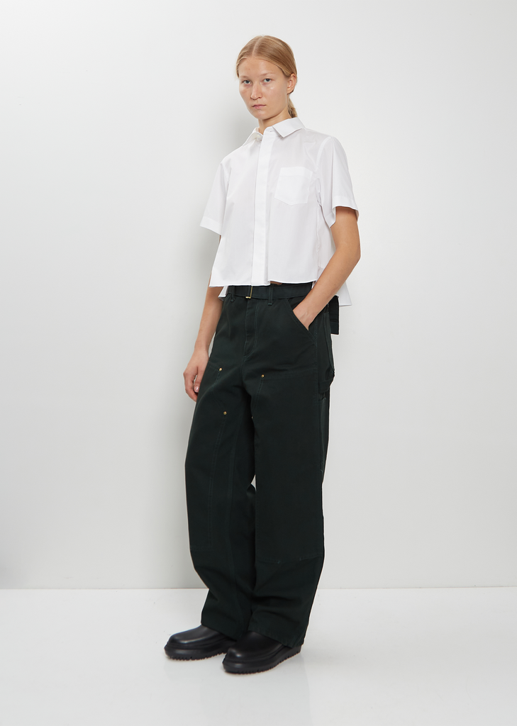 Washed Cotton Canvas Duck Pants — Green
