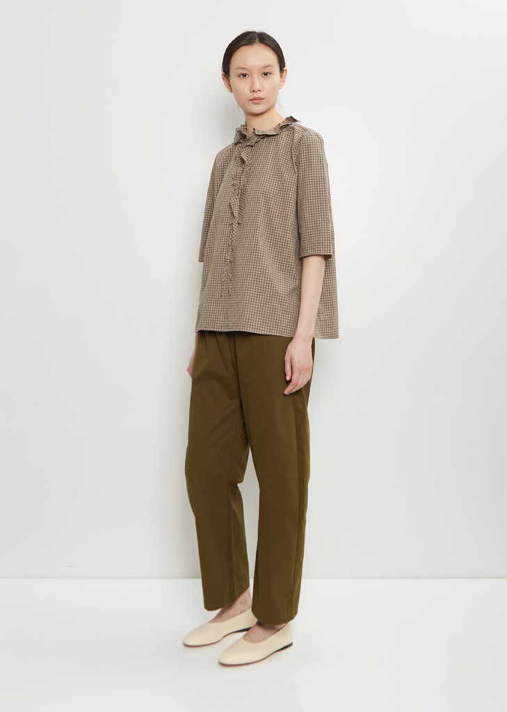Cotton Ruffle Collar Top