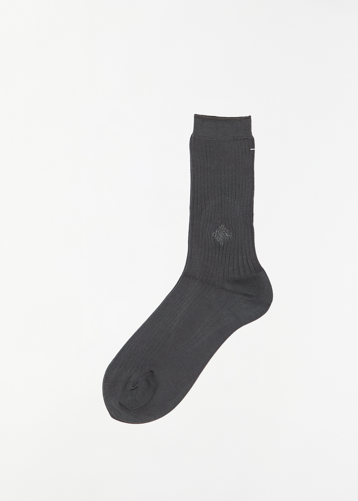 Embroidery Socks — Grey