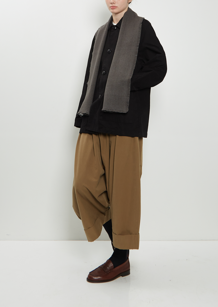 Four Sided Fringe Cashmere Scarf — Dark Charcoal