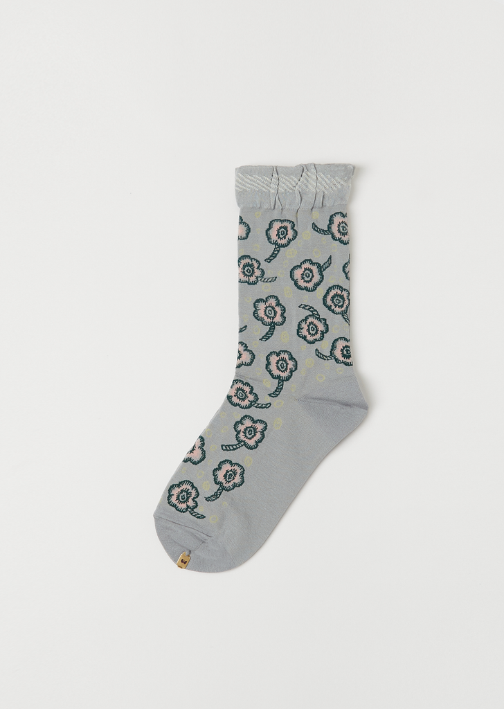 Candy Flower Stretch Cotton Socks — Light Grey