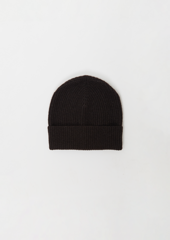 Ribbed Wool Cashmere Hat — Dark Brown