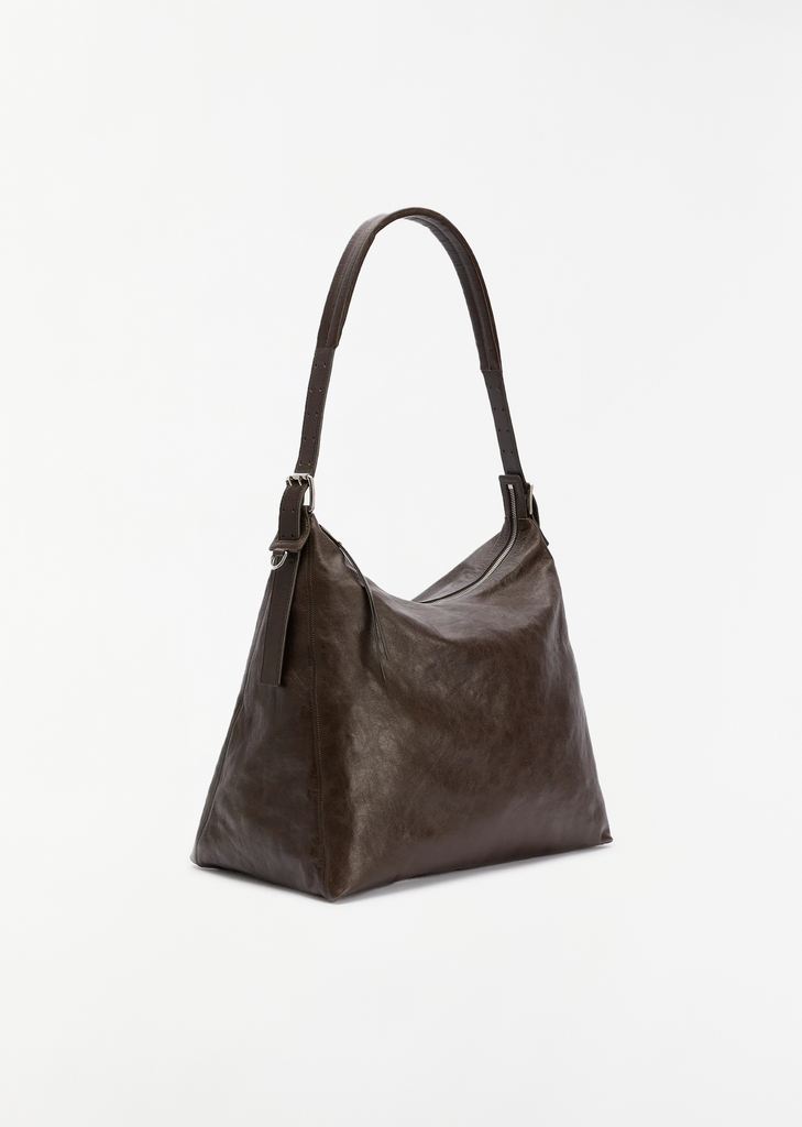 Belted Hobo Bag — Dark Brown