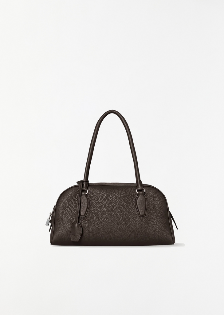 E/W India Grained Leather Bag, Small — Walnut Shadow