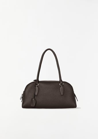 E/W India Grained Leather Bag, Small — Walnut Shadow