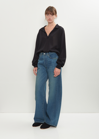 パンツ L TSY RIPPED WIDE STRAIGHT DENIM INDIGO Deformation Wide Denim Jeans — Indigo – La Garçonne