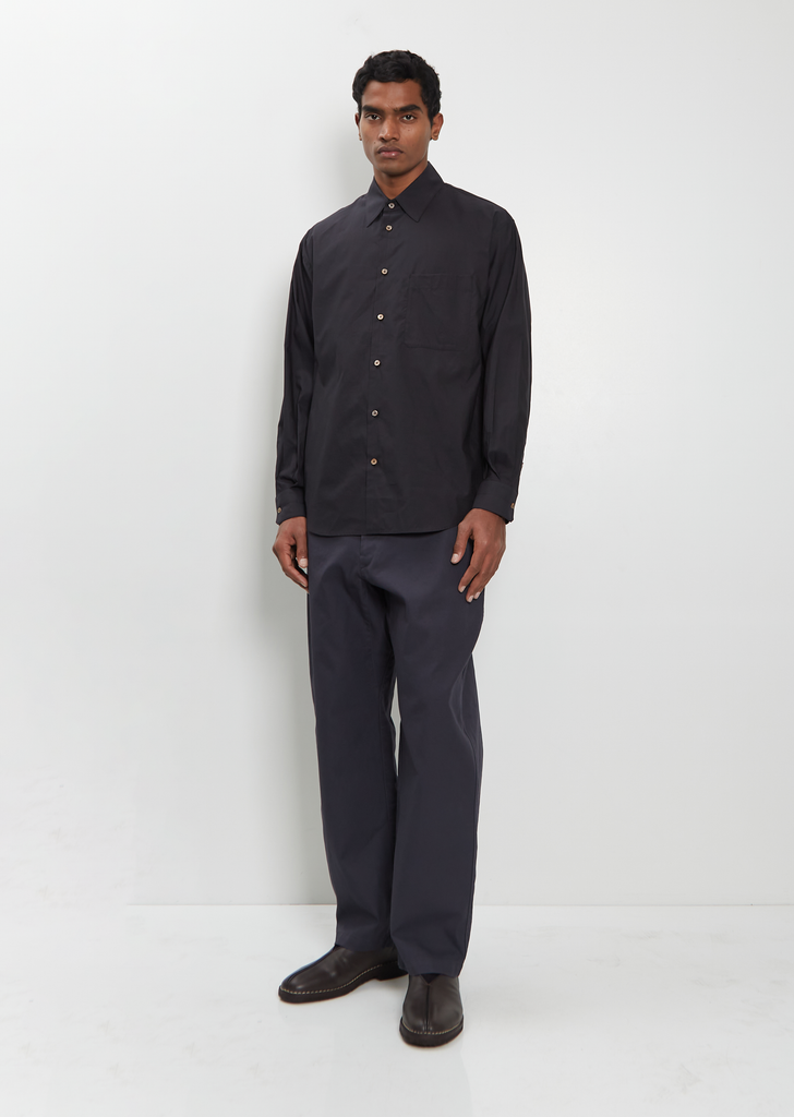 Regular Cotton Silk Shirt — Squid Ink