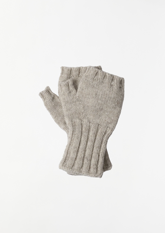 Shetland Wool Fingerless Glove — Natural