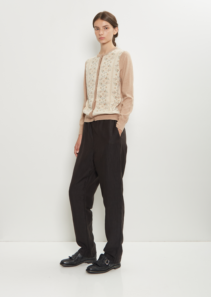 Sock Cotton Wool Knit Cardigan — Ivory