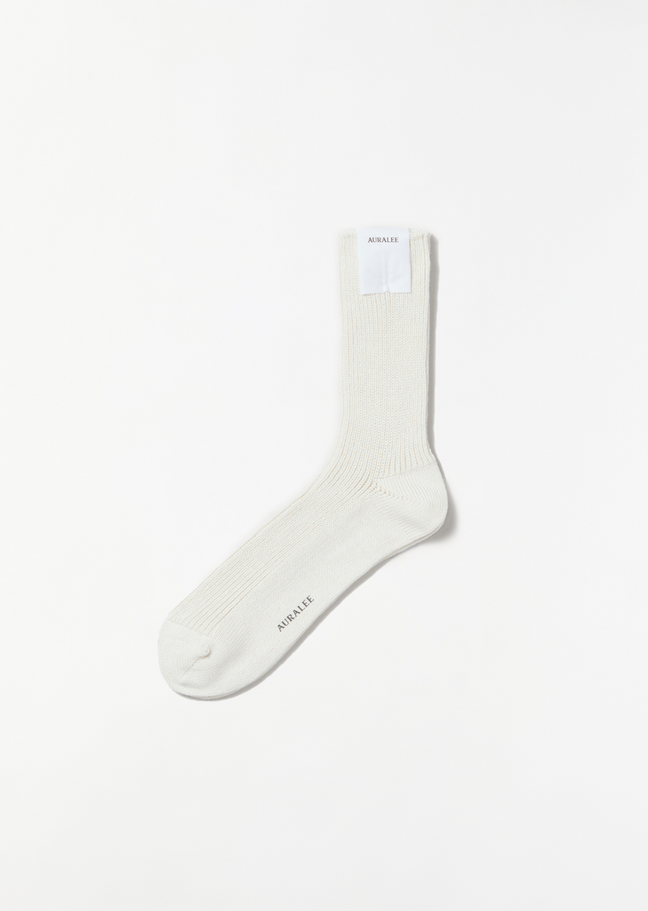 Cotton Cashmere Low Gauge Socks — Ivory