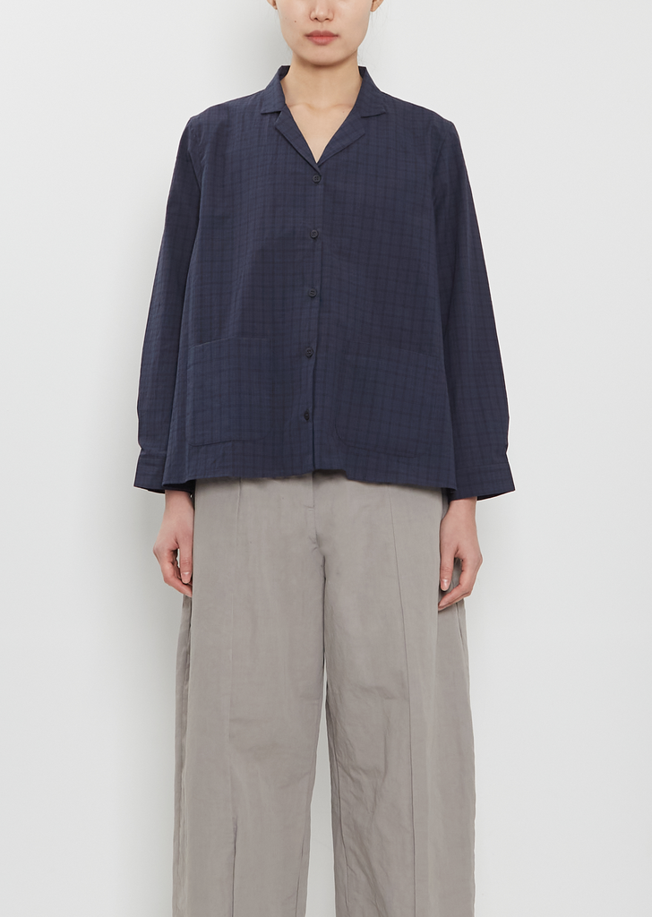 Jenny Cotton Shirt — Navy Checks