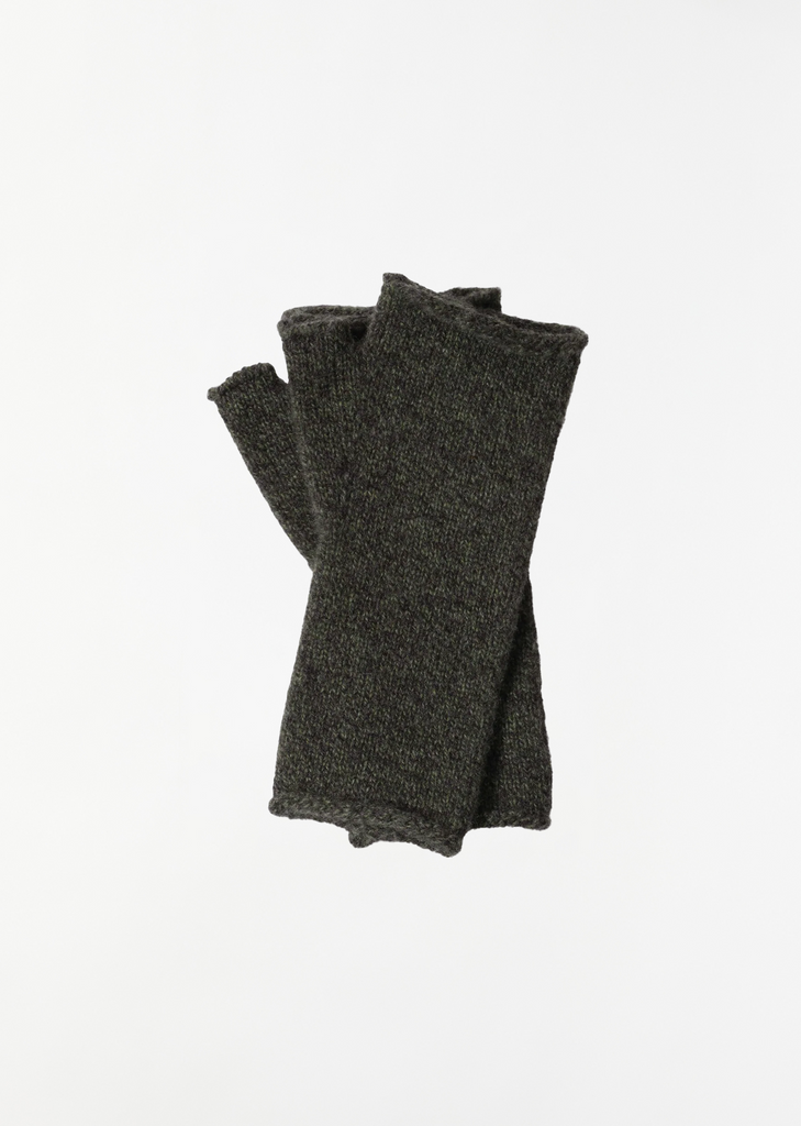 Merino Wool Cashmere Fingerless Mitten — Khaki