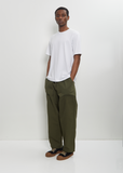 Cotton Linen Herringbone Trousers — Khaki