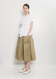 Satin Jersey Ruffle T-Shirt — White