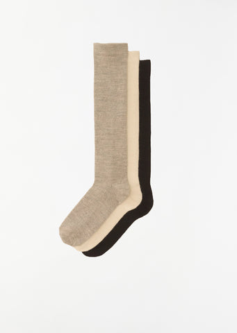 Merino Wool Blend Knit Tall Socks — Mix