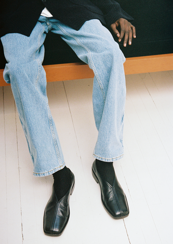 Flat Piped Slippers — Black – La Garçonne Flat Piped Slippers — Black – La Garçonne