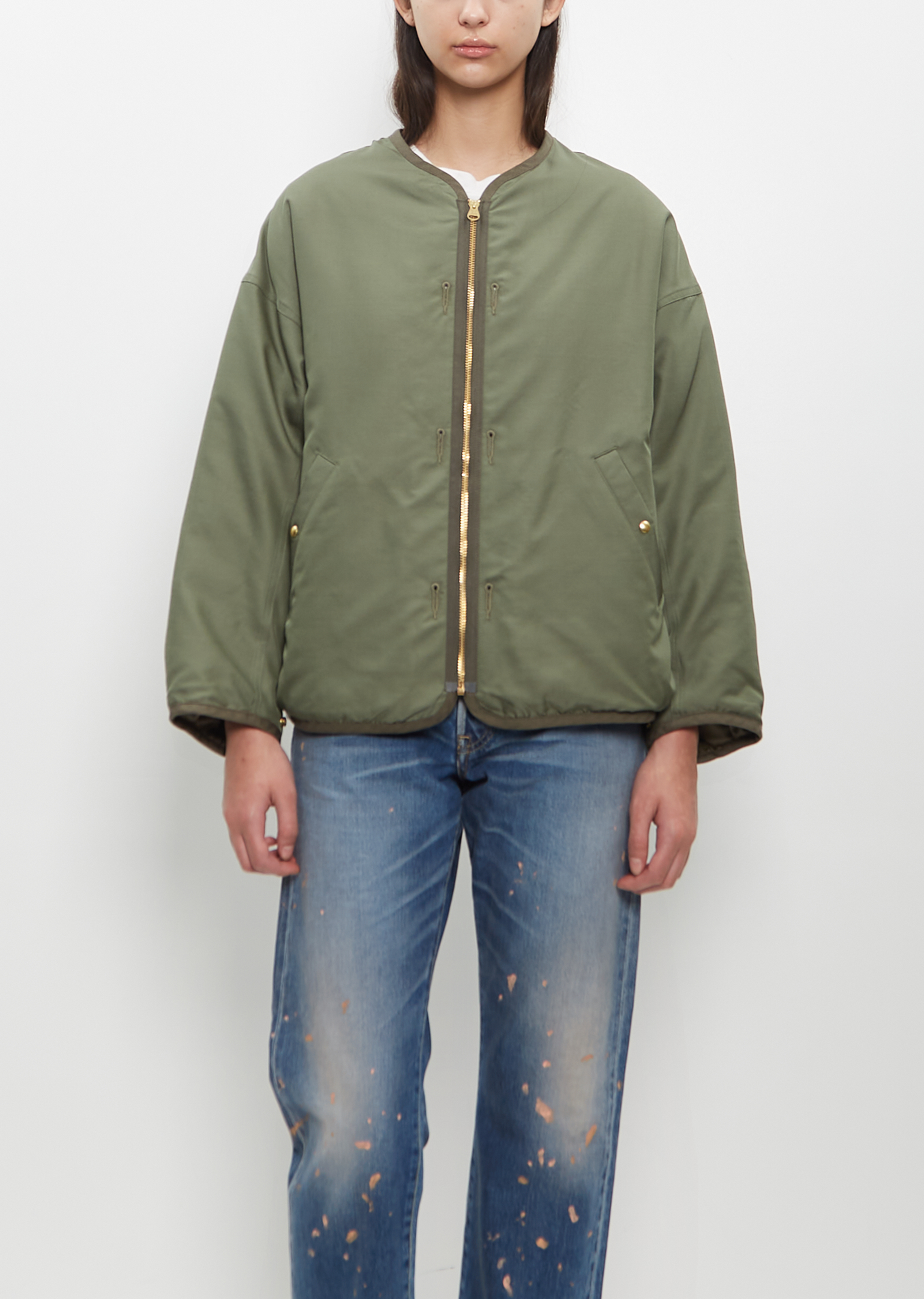 Reversible Liner Down Jacket — Olive – La Garçonne Reversible Liner Down Jacket — Olive – La Garçonne