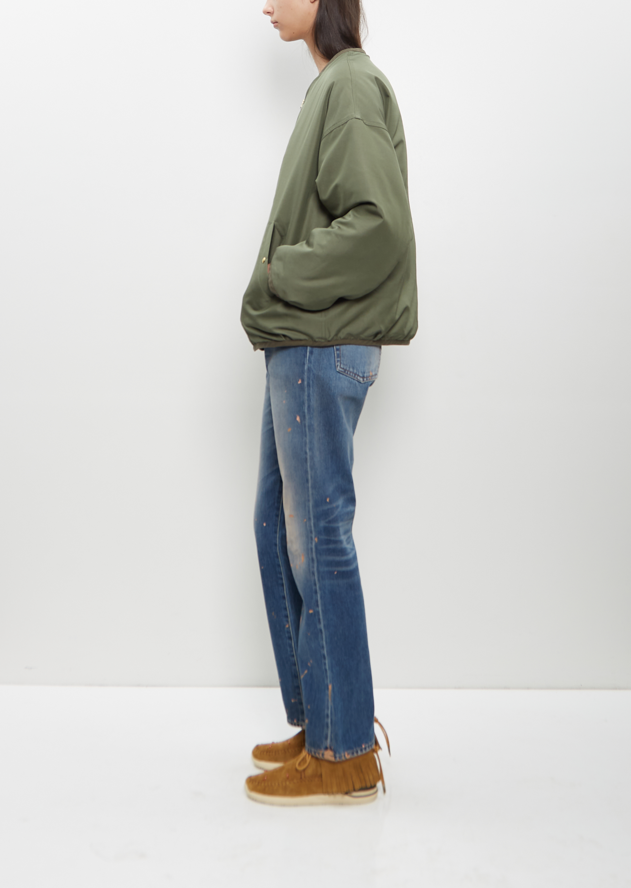 Reversible Liner Down Jacket — Olive – La Garçonne Reversible Liner Down Jacket — Olive – La Garçonne
