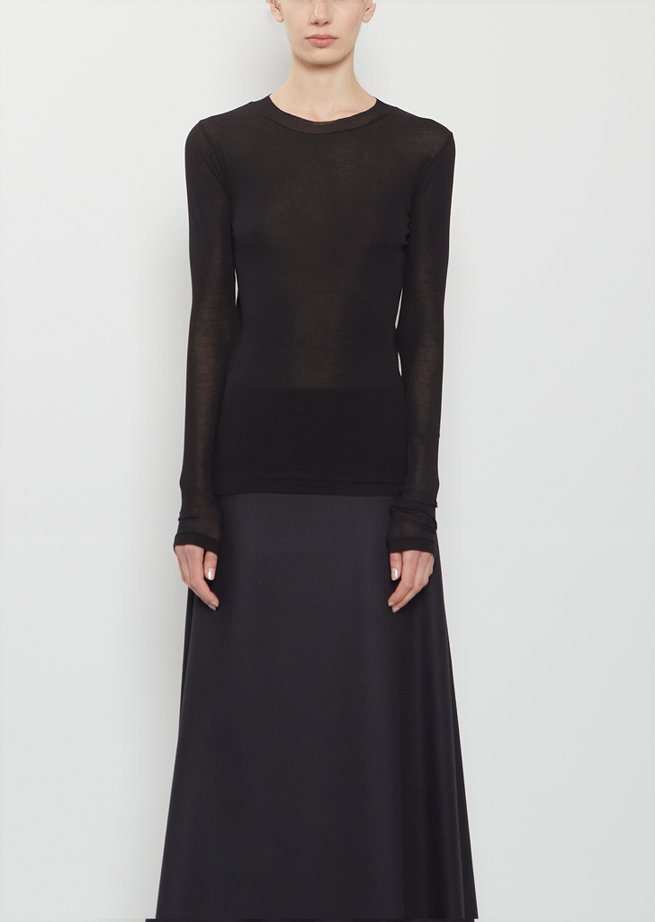 Super High Gauge Sheer Rib L/S Tee — Black