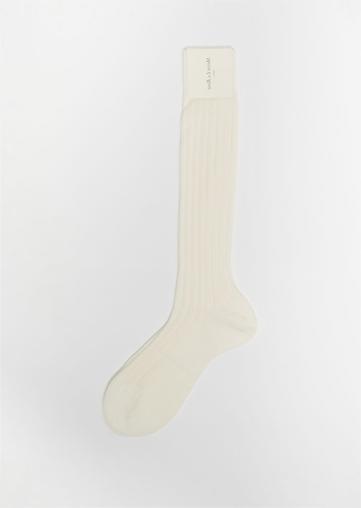 Cotton Bio College Socks — Ecru