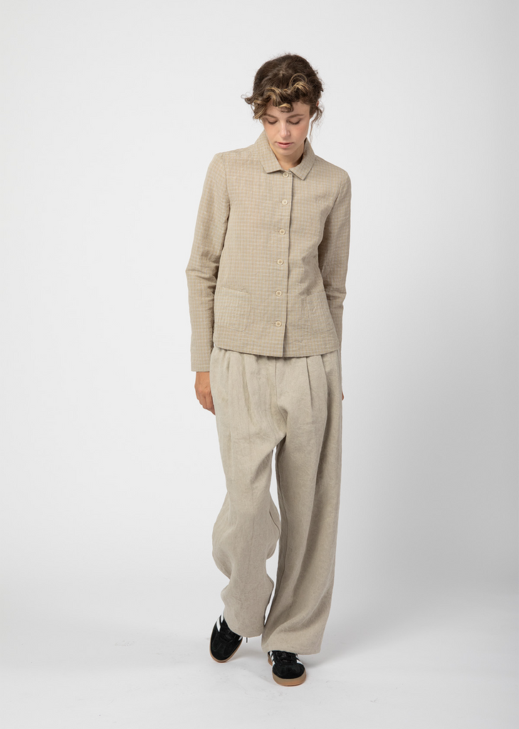 Linen Loose Pleated Wide Leg Trouser