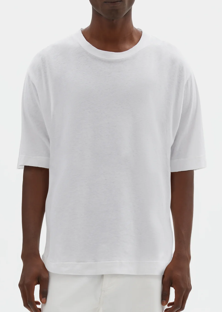 Cotton Linen Simple T-Shirt — White