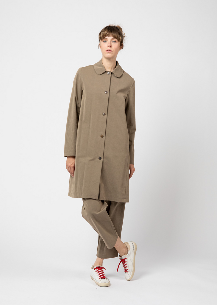 Cotton Poly Round Collar Mac Coat