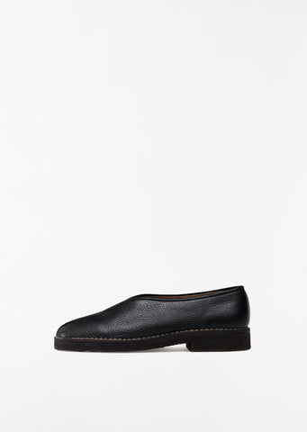 Piped Crepe Loafers — Black