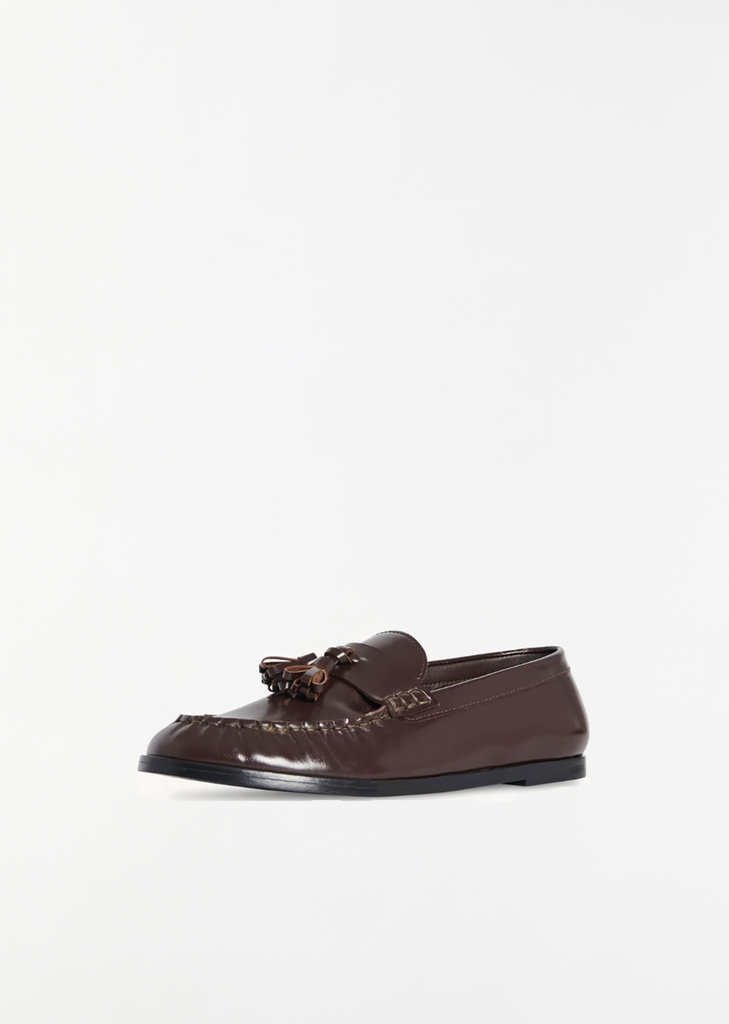 Mens Polished Leather Loafer — Brown