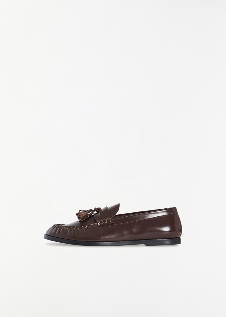 Mens Polished Leather Loafer — Brown
