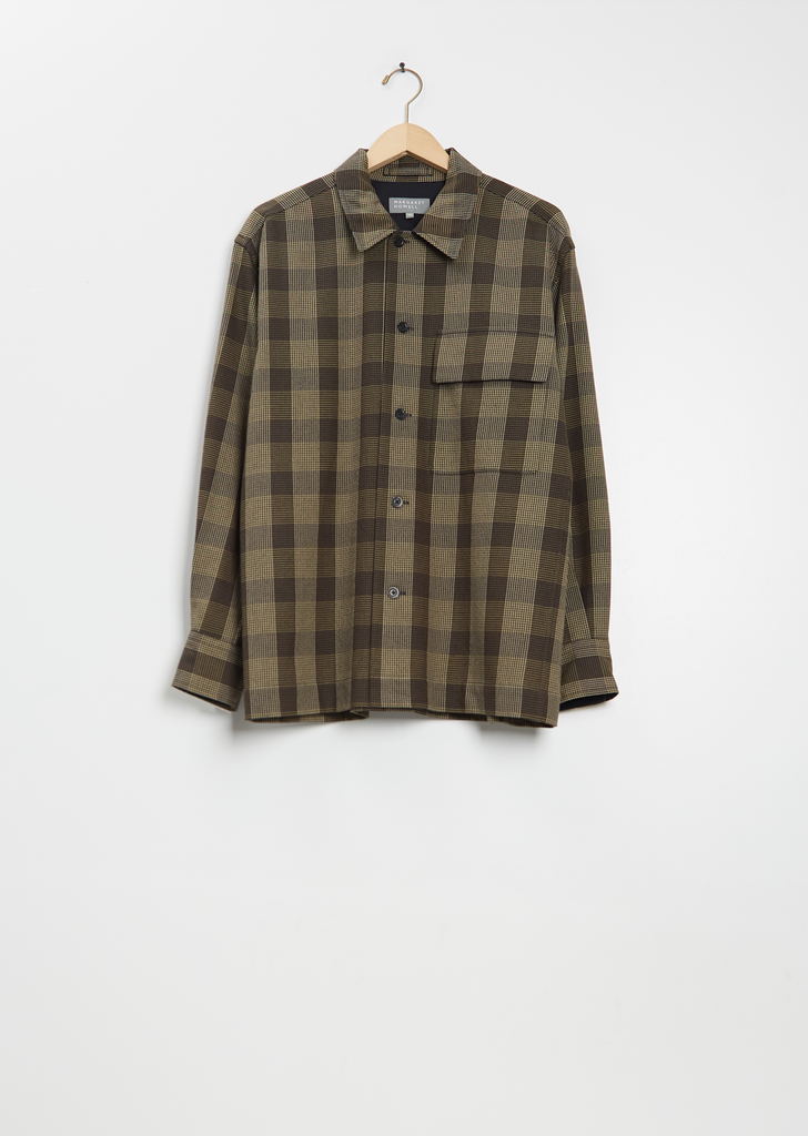 Wool Cotton Overshirt — Black / Brown / Multi