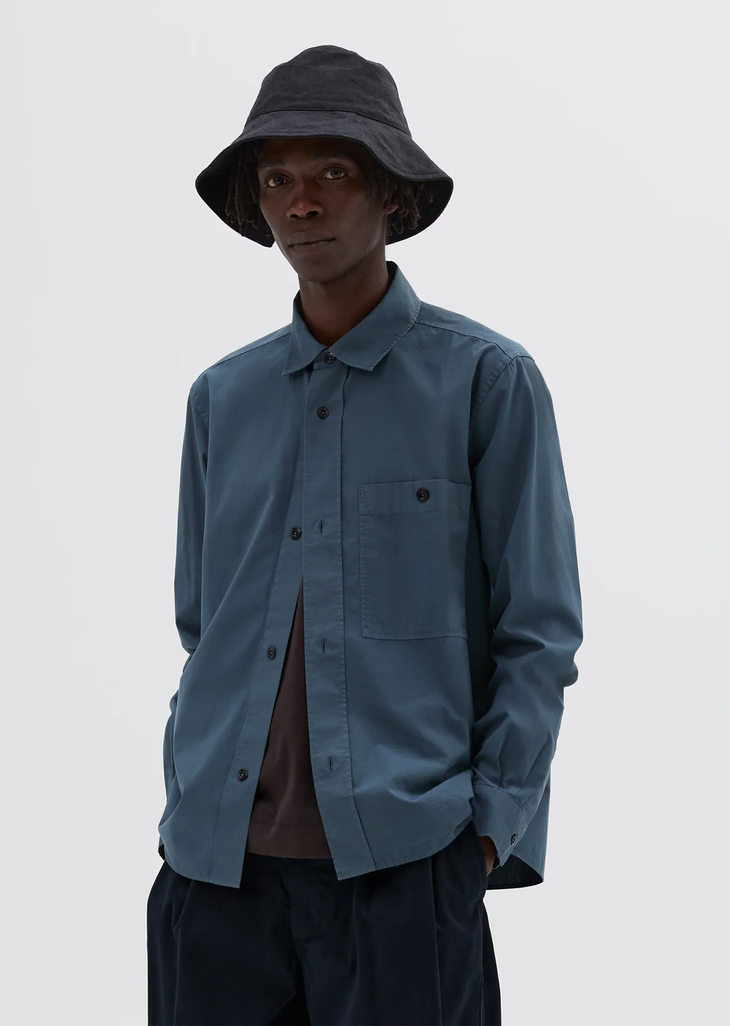 Organic Cotton Overall Shirt — Mineral Blue – La Garçonne Organic Cotton Overall Shirt — Mineral Blue – La Garçonne