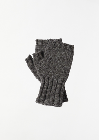 Shetland Wool Fingerless Glove — Grey
