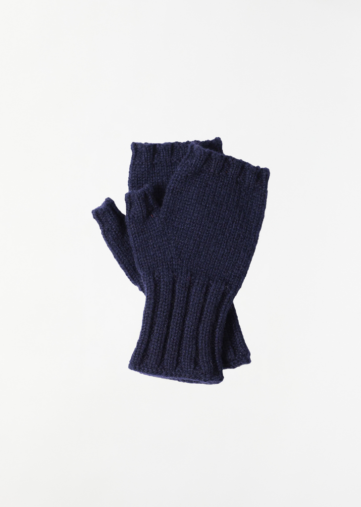 Shetland Wool Fingerless Glove — Navy