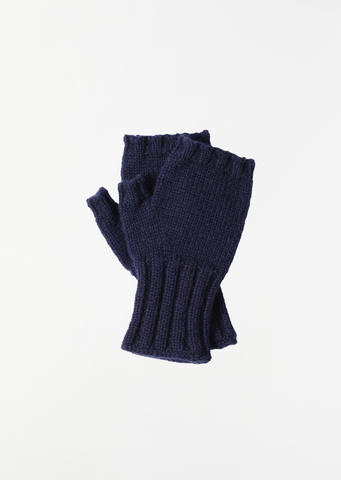 Shetland Wool Fingerless Glove — Navy