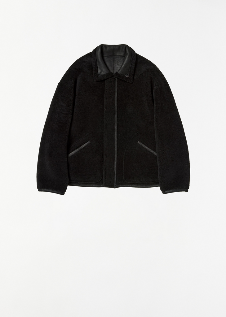 Merino Mouton Zip Blouson — Black