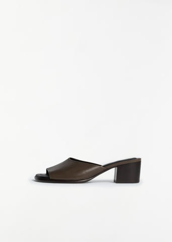 Square Heeled Leather Mules