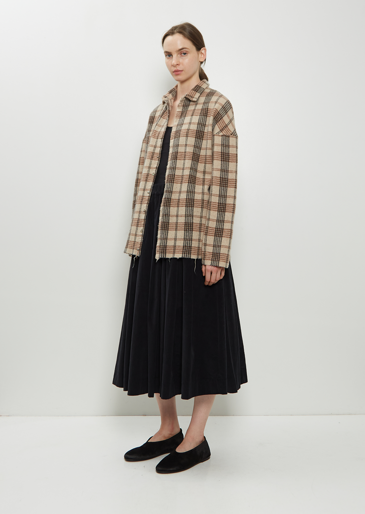 Tartan Soft Collar Wool Cashmere Shirt — Natural
